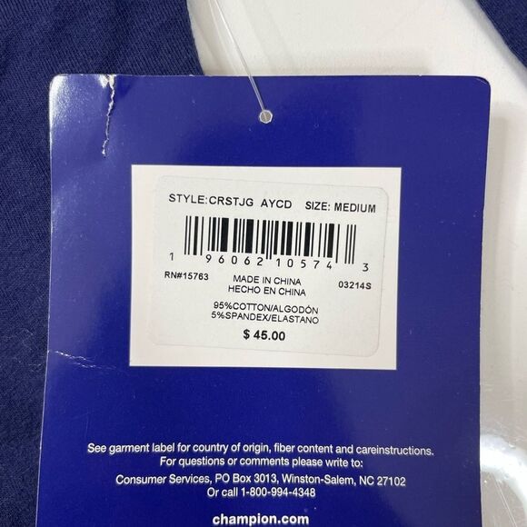 Champion Crop Graphic Sleep T-shirt Women Medium Oversized Blue Long Sleeve NWT - Picture 4 of 6